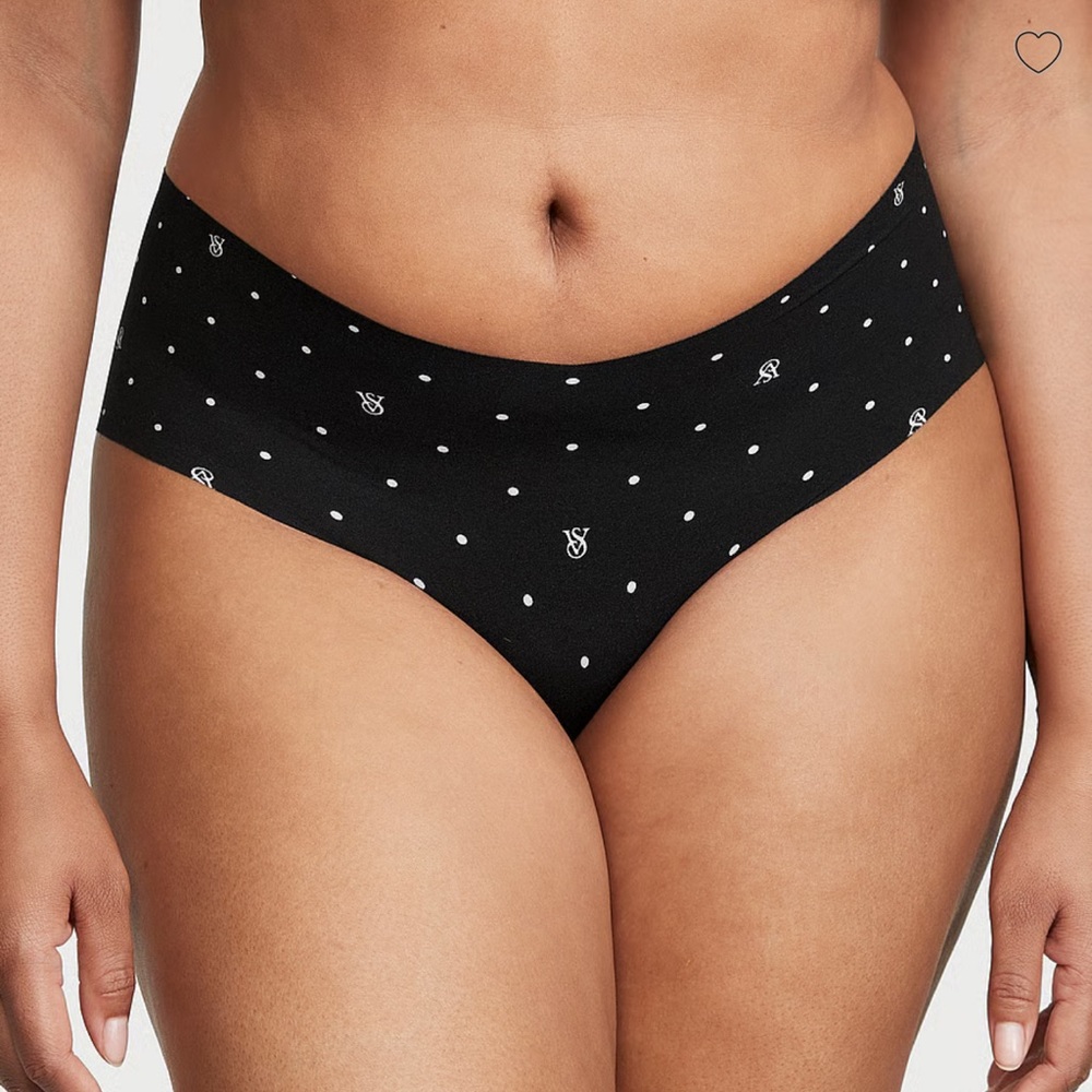 Victoria Secret 
No-Show Hiphuggers
Panty, Vs Black Logo
Polka  Dot